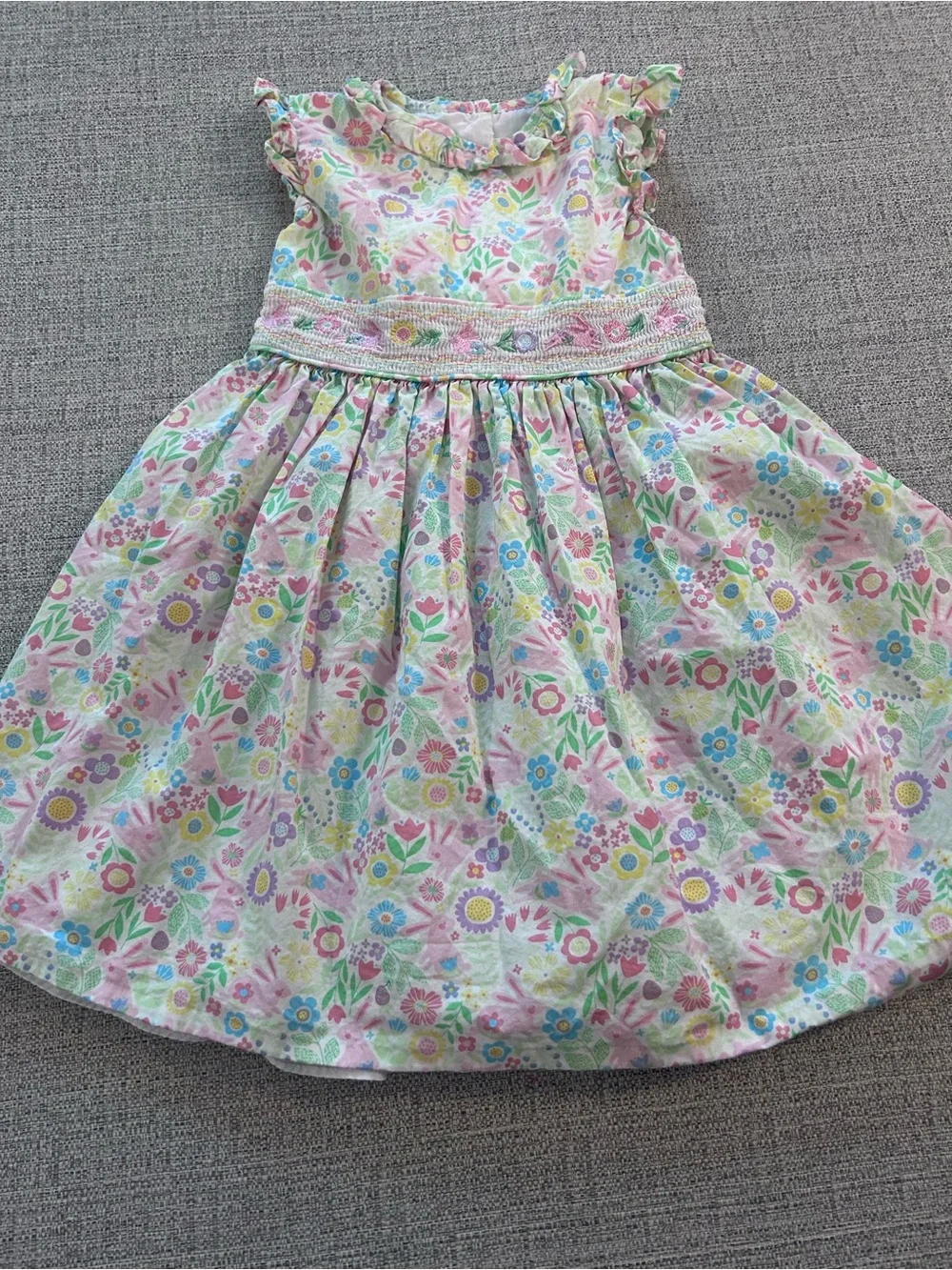 Bonnie Jean Girls Ruffle Sundress in Pastel Color Embroidered Waist    Size 6